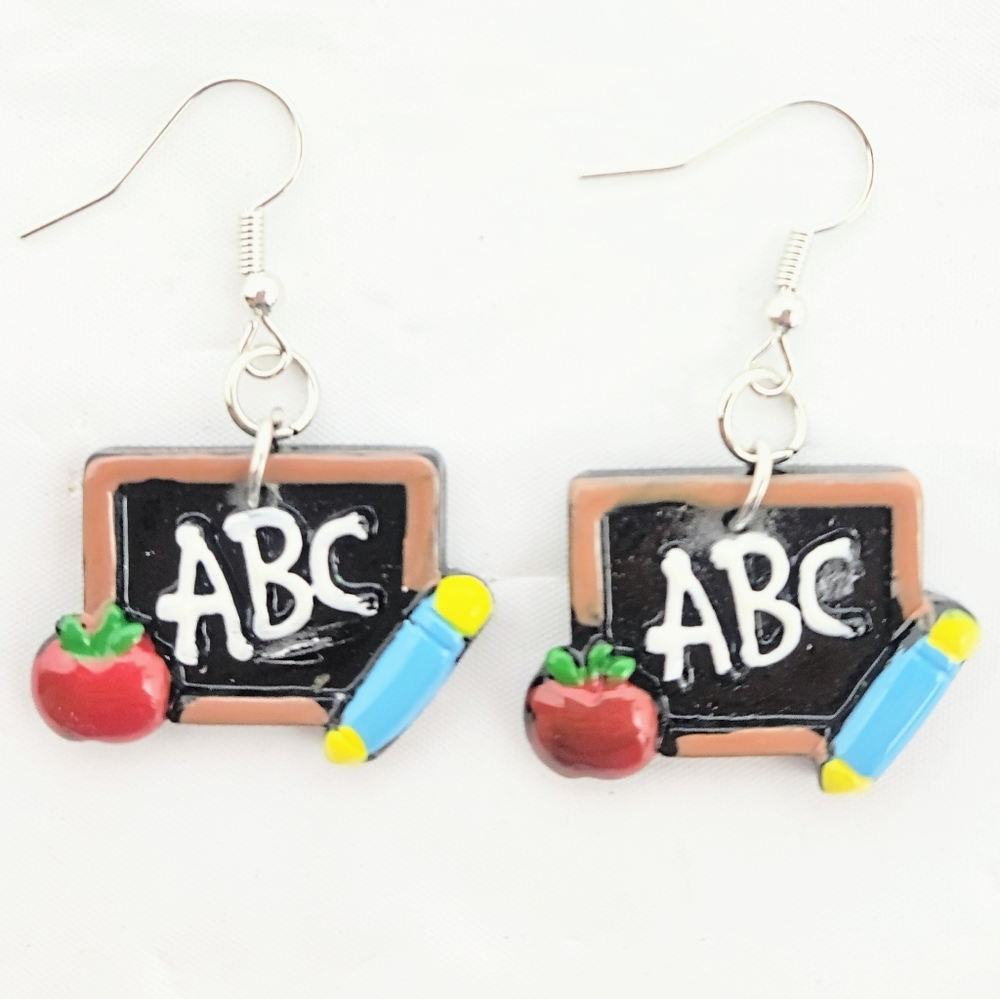 Blackboard Charm Teacher School Dangle Earrings
